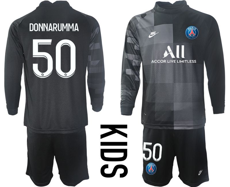 Youth 2021-2022 Club Paris St German black goalkeeper long sleeve #50 Soccer Jersey